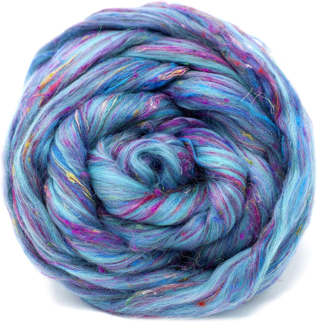 Merino Sari Blend - Merino Wool & Sari Silk Roving Fiber. Super Soft Combed Top For Hand Spinning, Needle Felting, Wet and Nuno Felting.